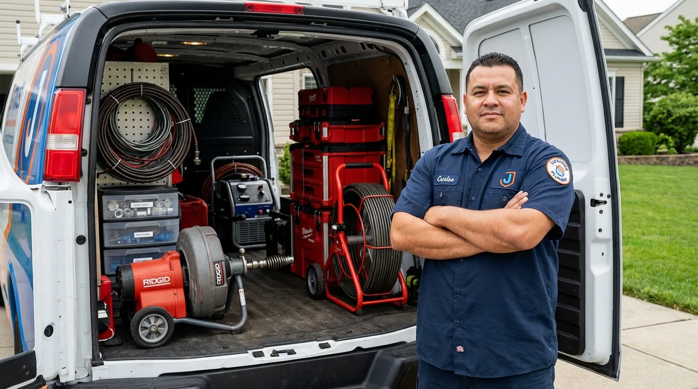 Professional drain cleaning equipment and Johns Plumbing LLC plumber in Antigo