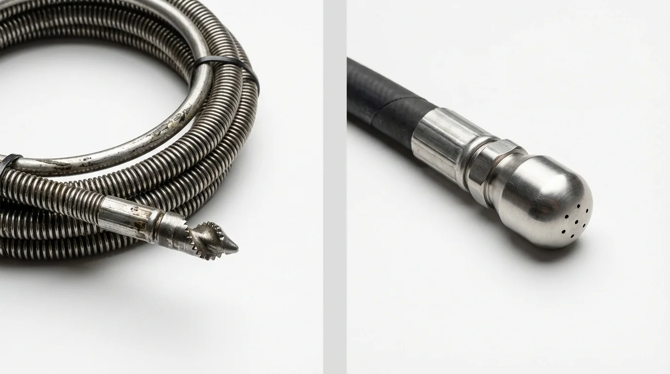 Drain snake cable and hydro jetting nozzle used for drain cleaning in Antigo, WI